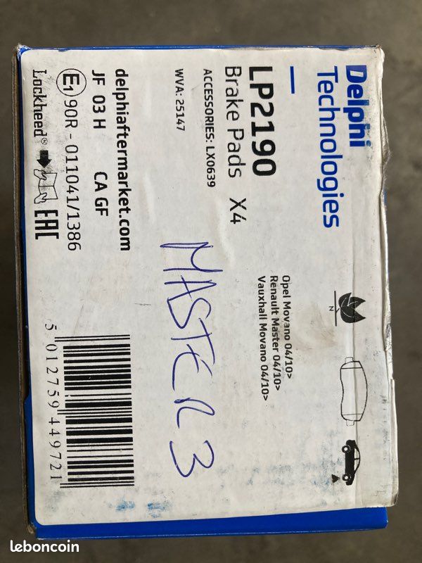 Plaquettes de freins avant pour Renault Master (image 1)