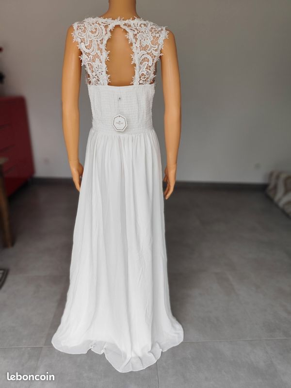 NEUVE Robe de mariée bohème mousseline et dentelle 44 (image 7)
