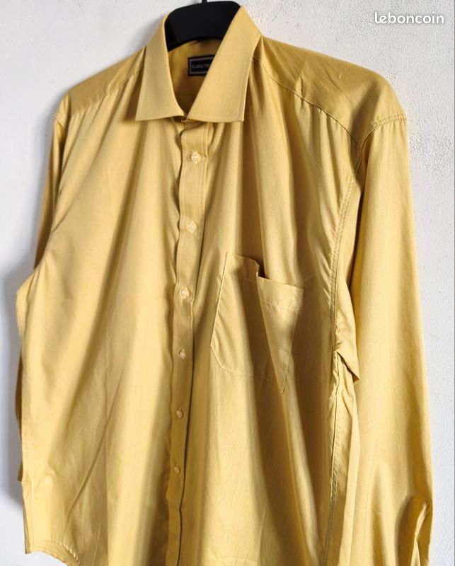 Chemise Bande Originale jaune moutarde, coupe classique, poche poitrine taille L/XL (image 2)