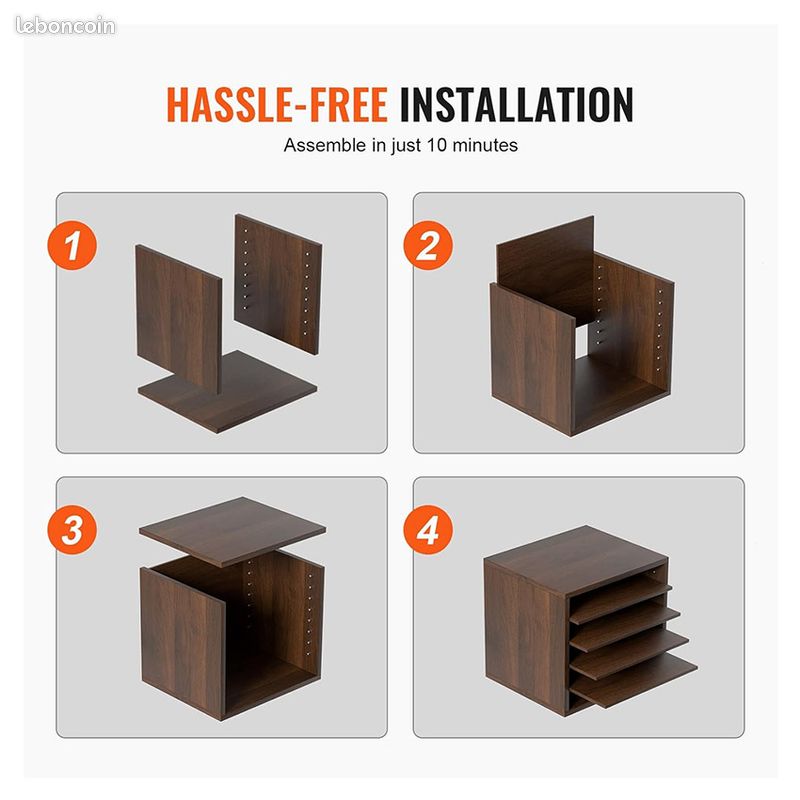 Classeur Mural En Bois Avec 3 Casiers Et Tiroir - Organiseur De Bureau 29.5x11x18 Cm, Rangement Pour Documents Et Fournitures