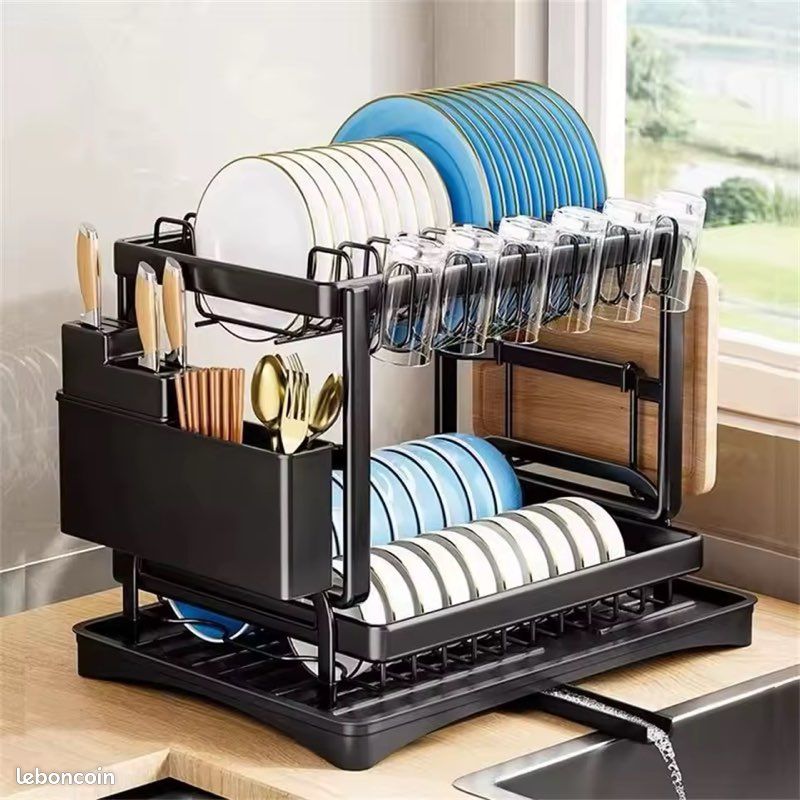 Égouttoir à Vaisselle 2 Niveaux - FLASIDU - Rétractable - Drainage Rapide - Maison