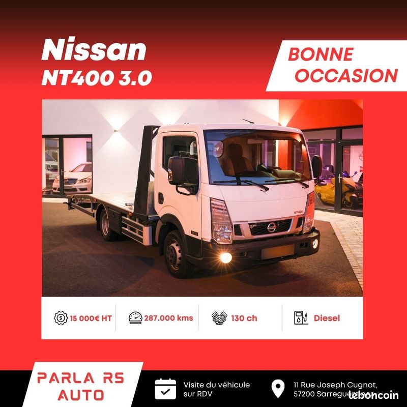 Nissan NT400 3.0 130ch porte voiture roues jumelées (image 1)