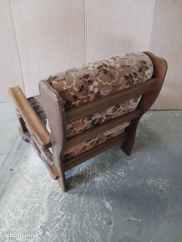 Fauteuil chêne velours (image 3)