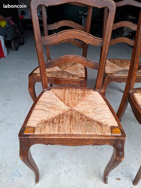 Chaise noir assise paille (image 3)