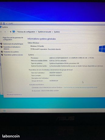Ordinateur portable Asus VivoBook 17 R702QA / AMD A12-9720 / RAM DDR4 8 Go / SSD 4