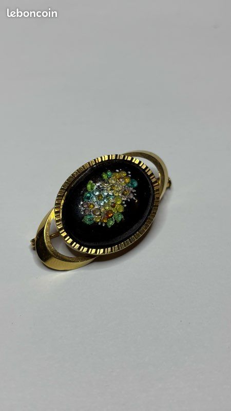 Broche Ancienne Chevalier émaillée Et Plaqué Or - Bijou Vintage Occasion