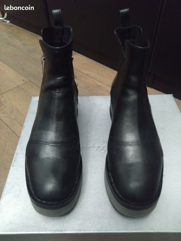 Bottes cuir plateforme noir gris Robert Clergerie T37 avec boîte (image 4)