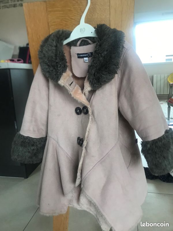 Manteau fourrure rose jean bourget avec echarpe (image 2)