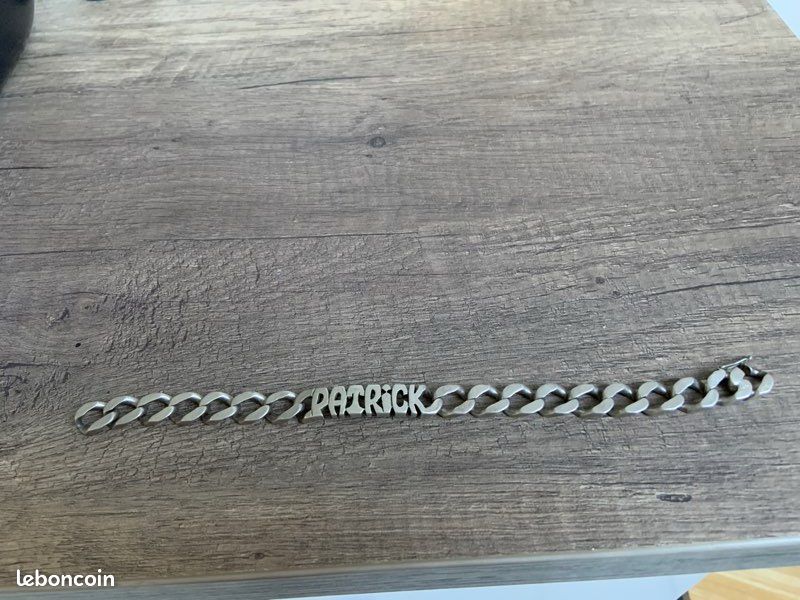 bracelet gourmette prénom Charline et date de naissance argent