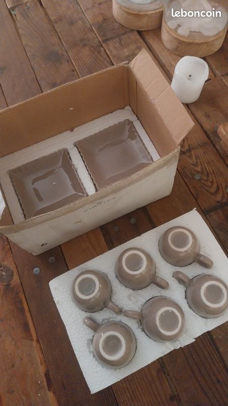 6 Tasses et 6 sous tasses Café Taupe Cyrillus Paris (image 2)