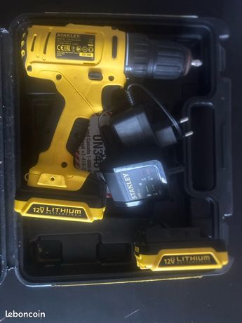 Perceuse-visseuse Stanley SCD121S2K / SCD121S2K-B1 (12 V, 2 Batteries 1,5Ah, Chargeur, Mandrin 10 Mm, ~26 Nm) : - Bricolage