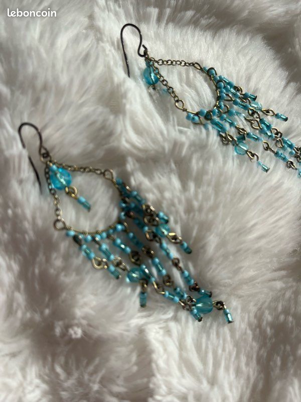 Boucles d’oreilles pendantes turquoise (image 3)