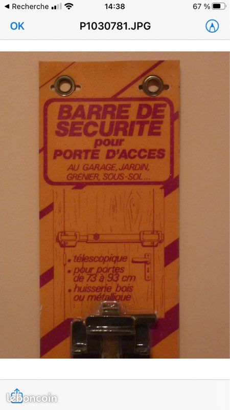 Barre de porte sécurité anti effraction réglable (image 2)
