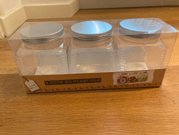 3 boîtes plastique transparent
