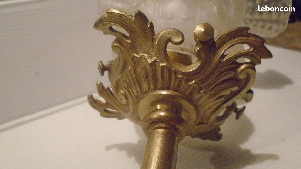 Applique Murale Bronze Doré 5 Feux - Style Louis XV Régence Rocaille - Vintage
