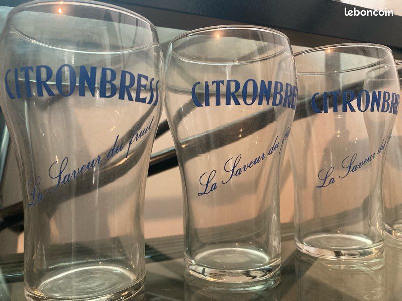 Rare lot 6 anciens verres citronbress la saveur du fruit đâïž (image 8)