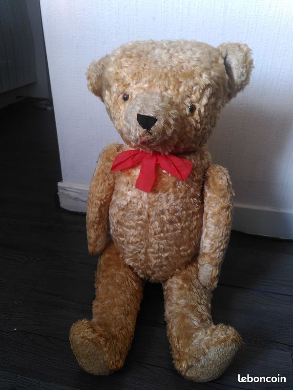 RARE ANCIEN PELUCHE ours vintage paille Articulé Teddy Bear Mohair 48 Cm EUR 60,00 - FR
