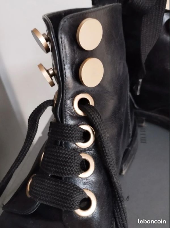 Chelsea Minelli Bottines Lacets Femme Cuir Bottines Camel Femme