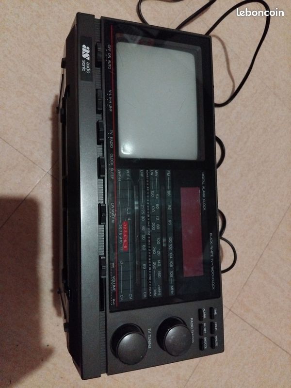 Télévision Vintage Portative/ Radio Réveil AS Audio Sonic TC