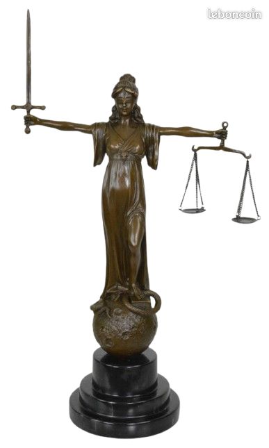 Statuette Thémis (Justice) – Résine Bronze Patiné, 28 Cm – Déco & Collection