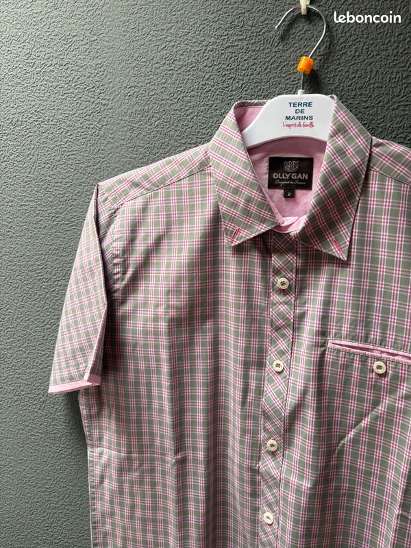 Chemise manches longues rose poudrée homme