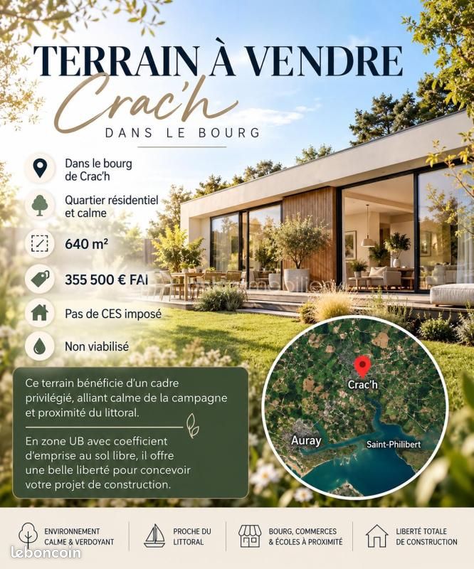 Terrain 640 m² Crach · 355 500 €