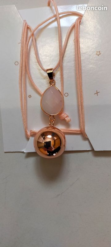 Bola De Grossesse SAGA GIOIELLI - Pendentif Appel D'Ange En Acier Inoxydable Avec Chaîne Longue, Pied Et Cœur Cristal