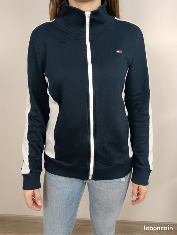 Tommy Hilfiger | cardigan gilet street sport full zip taille M 38 woman waistcoat | bleu #THPF195 (image 1)