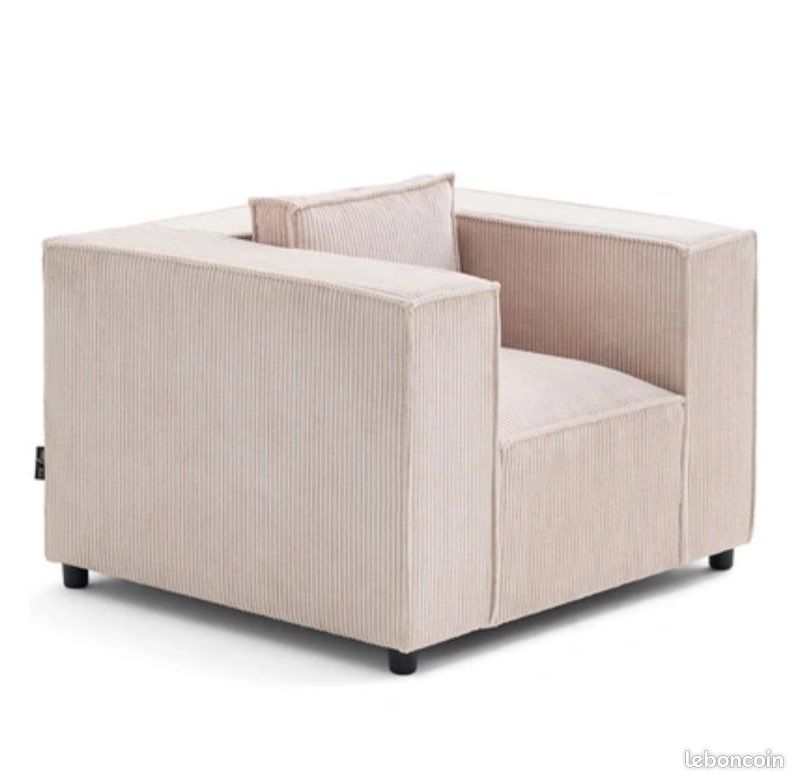 Fauteuil de salon LISA DESIGN STELLA - FAUTEUIL EN VELOURS CÔTELÉ - BEIGE (image 6)