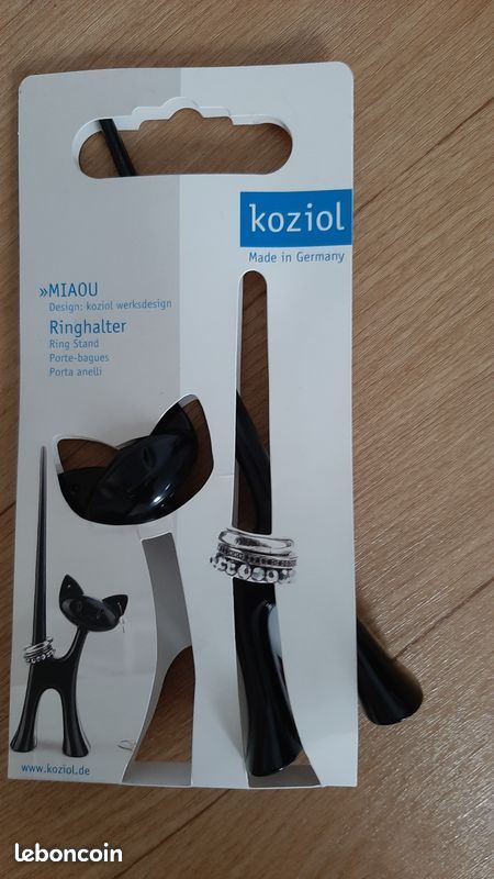 Porte-bagues, porte-bijoux en forme de chat noir Koziol miaou Neuf