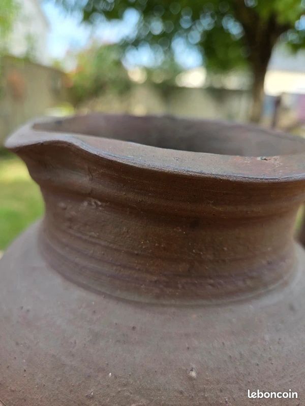 Vintage cruche ancienne en terre cuite marron haut 26 (image 2)