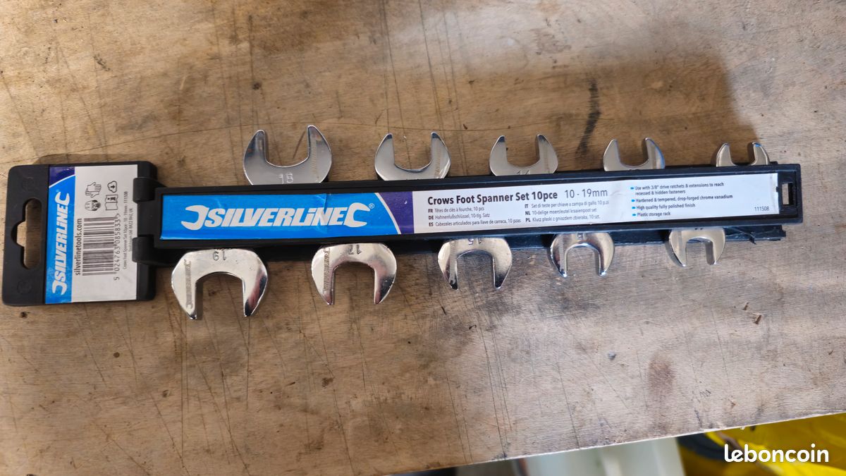 Jeu De 10 Clés à Fourche Silverline 10-19mm - Chrome Vanadium, Range-Outils