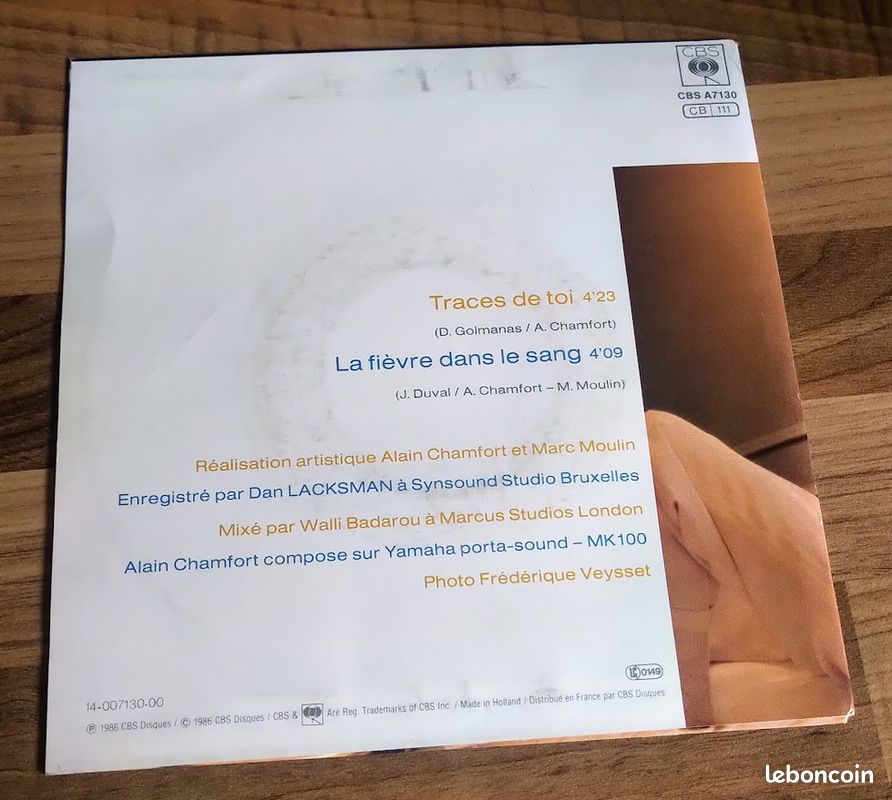 Alain Alain Chamfort : la fièvre dans le sang (vinyle 45 tours) (image 2)