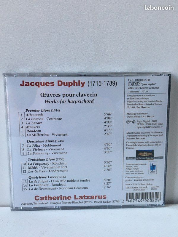 Cd jacques duphly - œuvres pour clavecin (image 2)