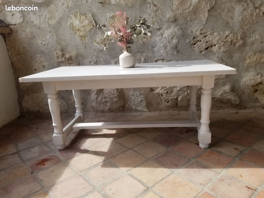 Table basse bois peinte blanc (image 1)