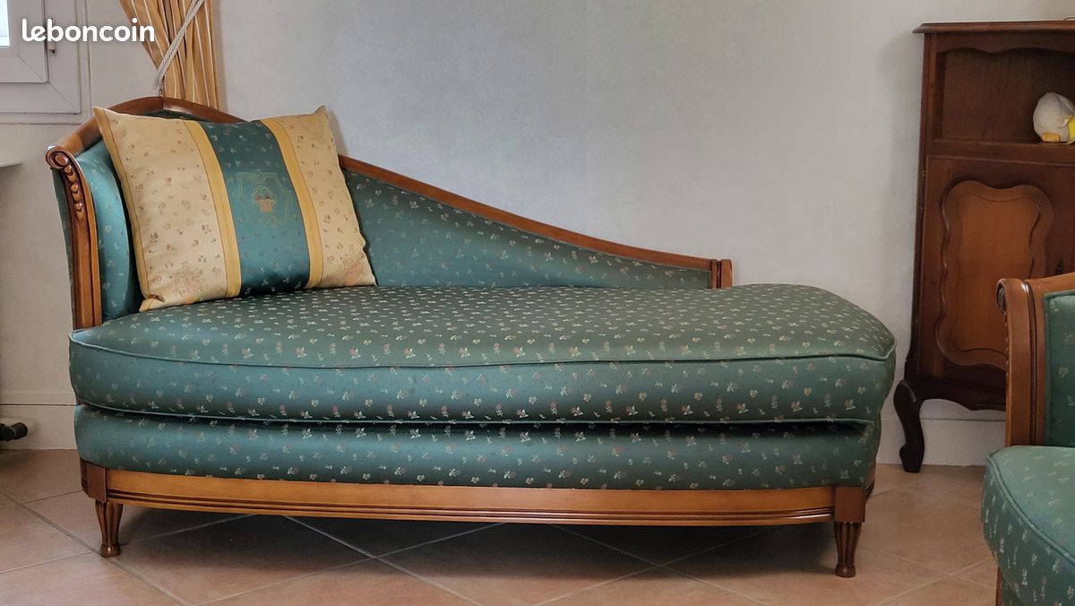 Lit De Repos Style Louis XVI – Banquette En Bois Beige – Intérieur – 190x140 Cm