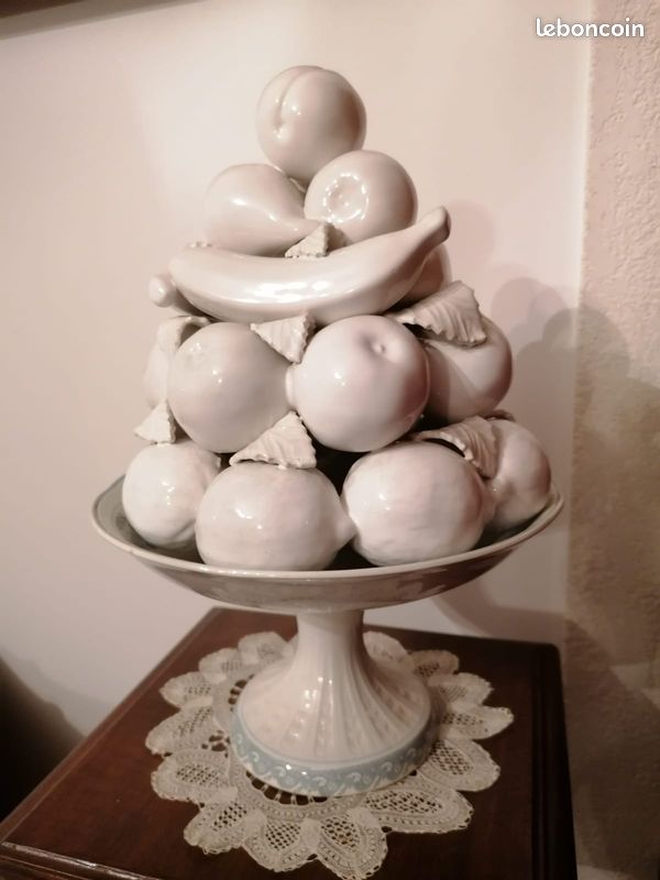 Compotier haut et fruits en céramique (image 1)