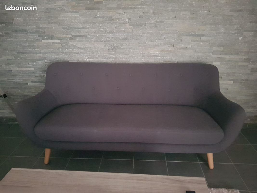 Canape gris style scandinave 3 places (image 2)