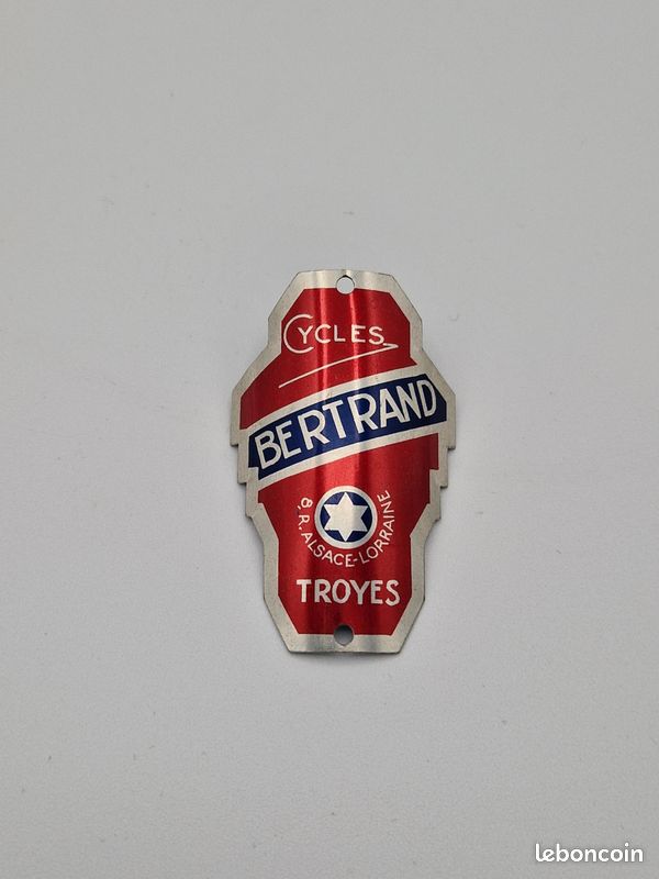 Ancienne plaque tole de vélo Cycles Bertrand Troyes Collection