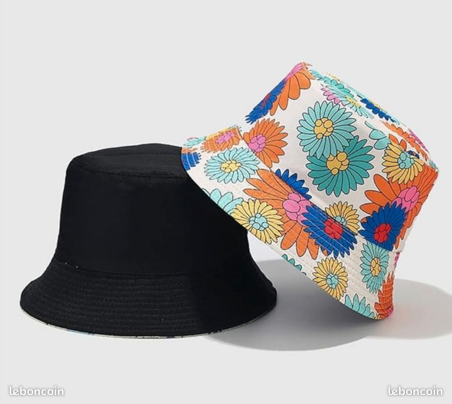 Chapeau neuf , bob à imprimé floral vintage double face pour hommes et femmes, protège soleil plage, pêche, 56-58 (image 2)