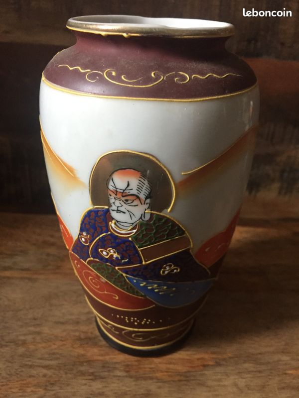 Petit Vase satsuma japonisant en relief-populaire-ancien-vintage-asie-asiatique-loft-décoratif-chine-japon-chinois-tibet (image 8)