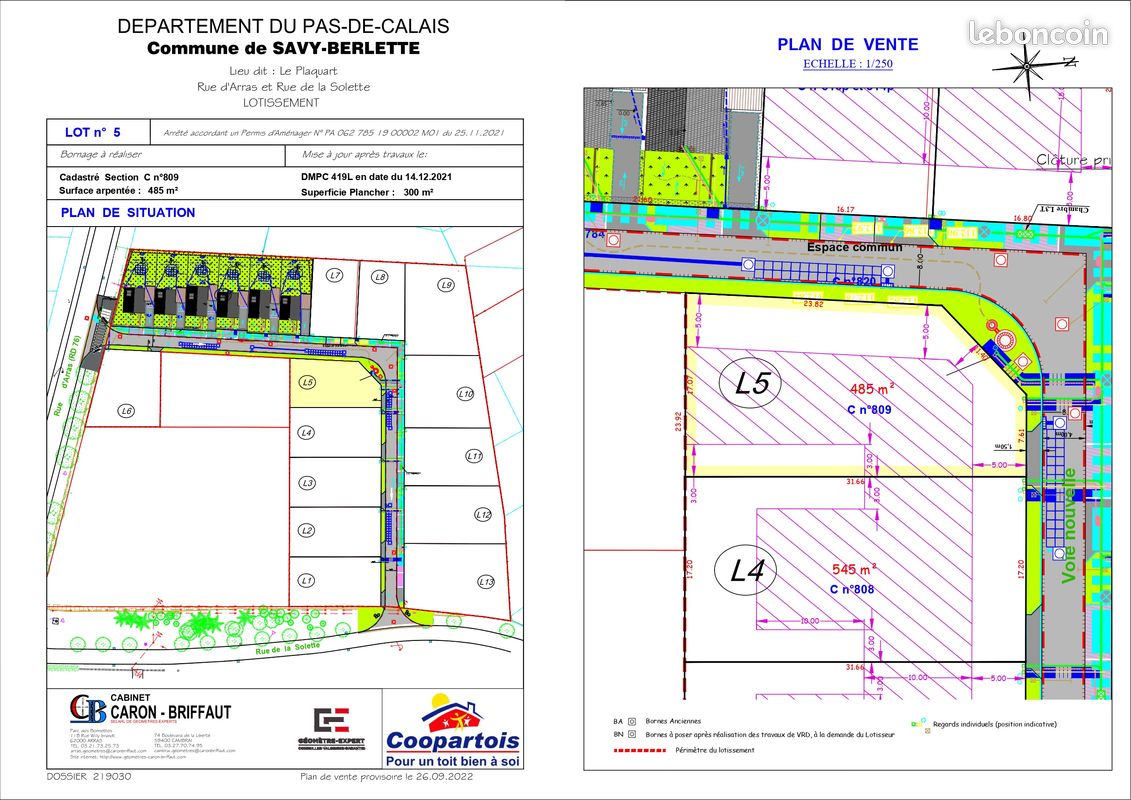 Terrain 485 m² · à Savy-Berlette · 485 m² · 52 000 €