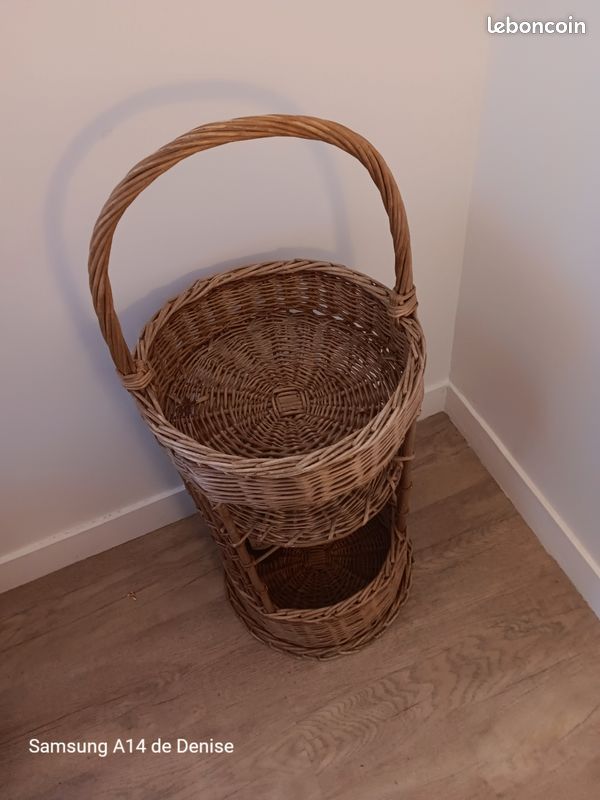 Porte bouteilles en rotin vintage (image 2)