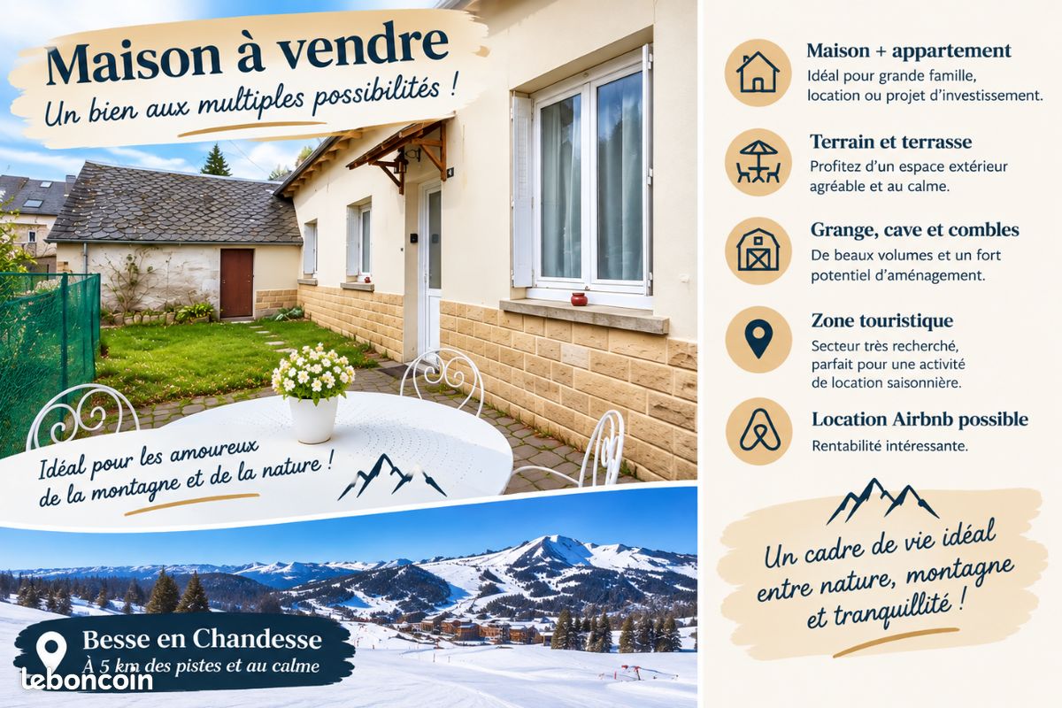 Maison 6 pièces 170 m² · à Besse-Et-Saint-Anastaise · 170 m² · 255 000 €
