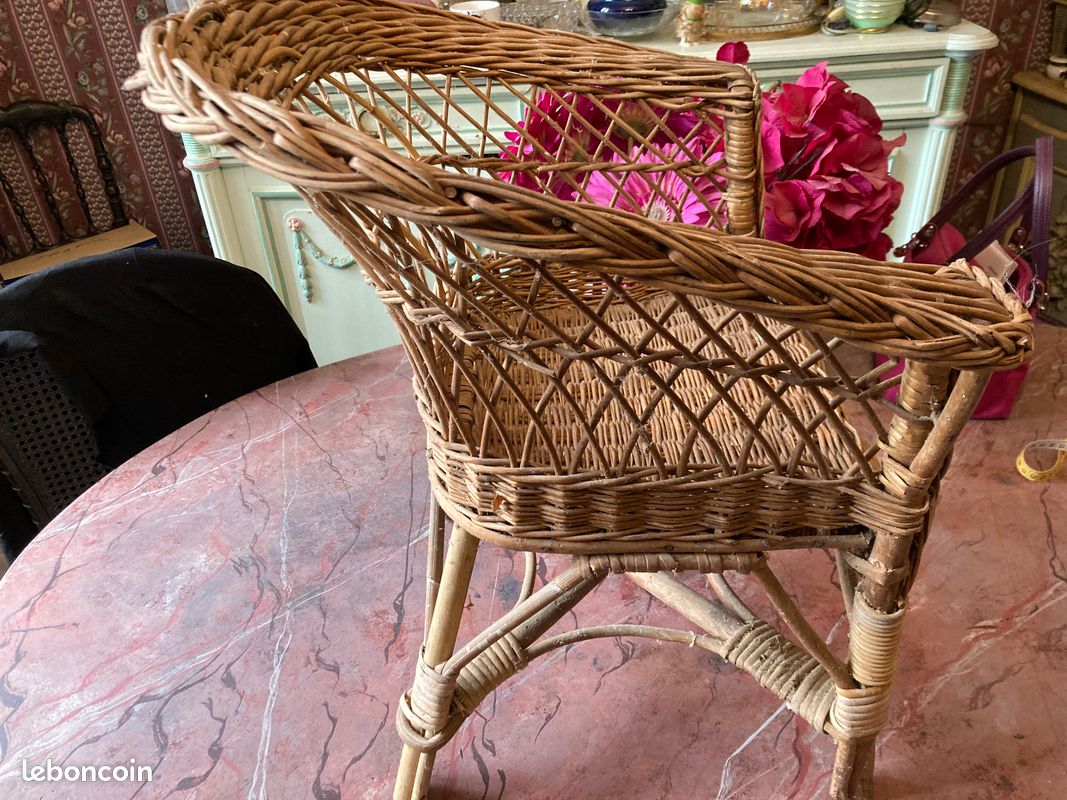 Fauteuil rotin osier croisés vintage ancien rétro | Selency