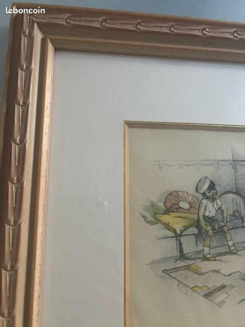 Charmante Illustration Ancienne Germaine Bouret 1930 Encadrée - Signée (image 4)