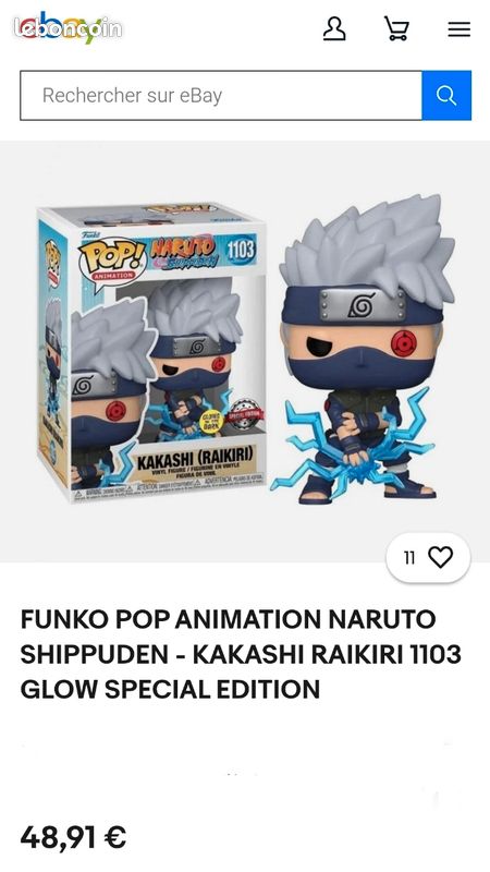 Funko Pop Naruto Shippuden Kakashi Raikiri 1103 Collection