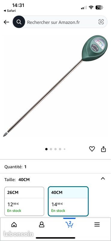 QWORK Lot De 2 Capteurs D’Humidité Pour Plantes - Sonde Longue 40cm, Affichage Cadran Immédiat - Intérieur Et Extérieur