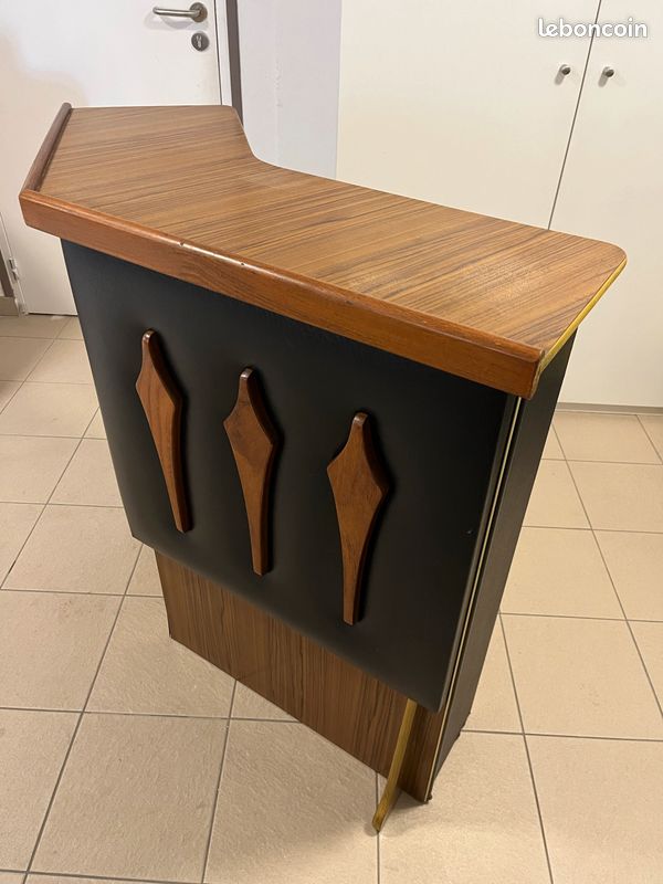 Bar vintage en simili cuir, palissandre et formica - 1960 (image 1)