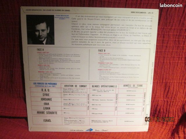 Vinyl 33 tours 6 jours en guerre en israel julien besancon (image 2)